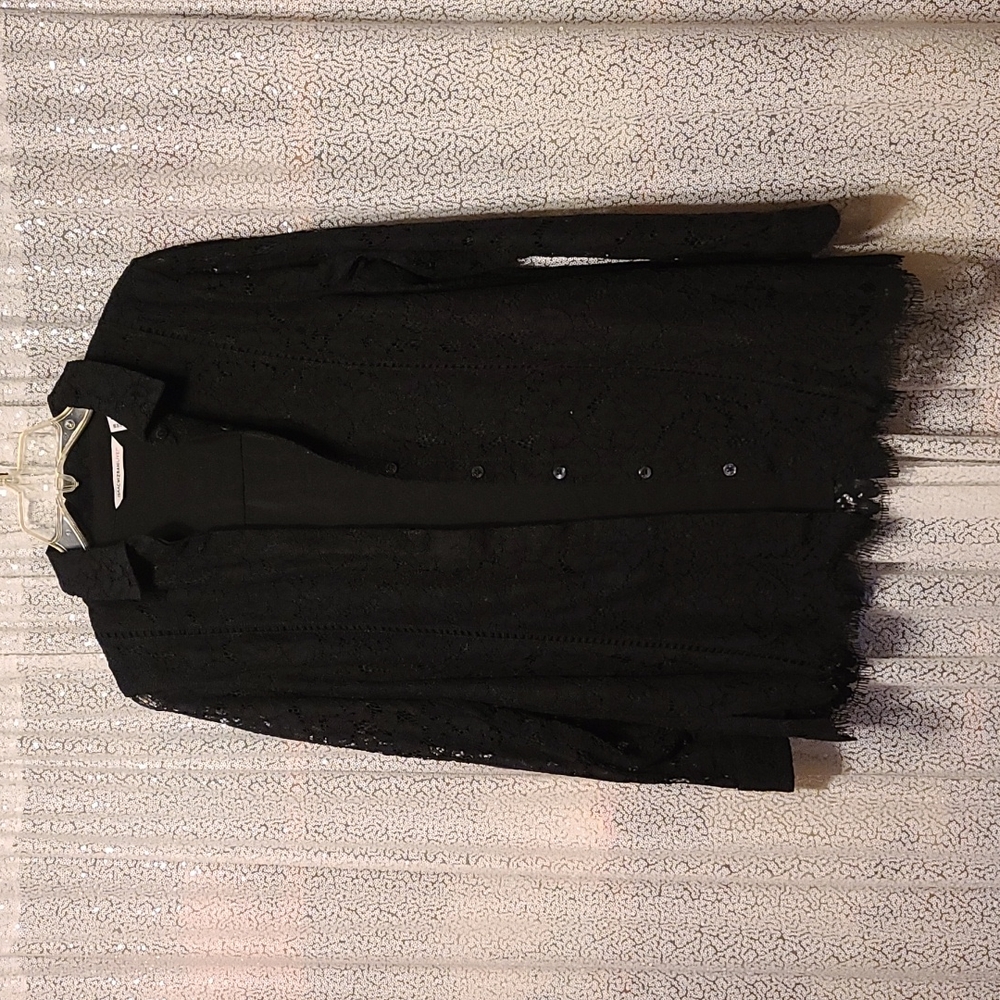 NwT IsaacMizrahiLive Sz 4 Black Lace Lined Lightweight Ladies Jacket